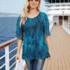 3. Women's 34 Sleeve Mesh Tunic Blouse – Dressy Casual Tops