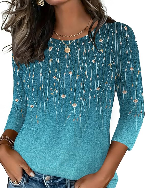 1Zeagoo Women’s 34 Sleeve Tunic Tops, Casual Round Neck Blouse for Work & Business Casual