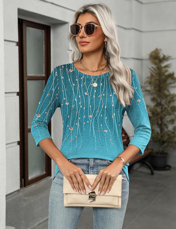 3.Zeagoo Women’s 34 Sleeve Tunic Tops, Casual Round Neck Blouse for Work & Business Casual