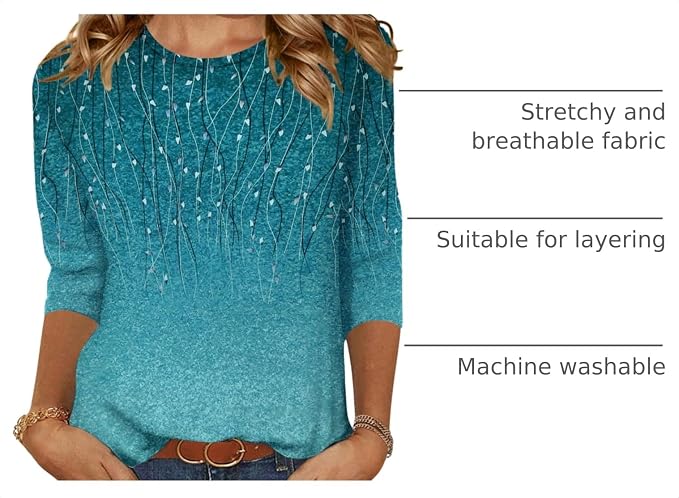 5.Zeagoo Women’s 34 Sleeve Tunic Tops, Casual Round Neck Blouse for Work & Business Casual